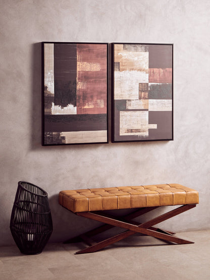 Abstract Wall Art-Framed Canvas Set of 2-92X62CM-Earth Tones-Modern Home Decor-Velvet & Vigor 