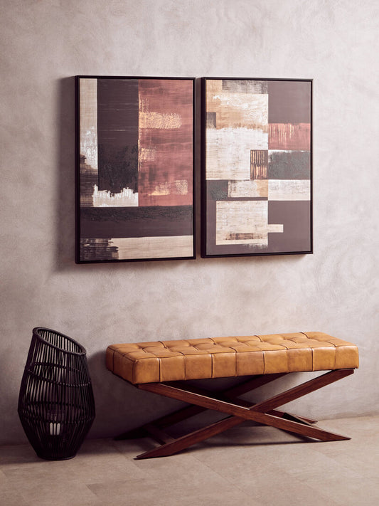 Abstract Wall Art-Framed Canvas Set of 2-92X62CM-Earth Tones-Modern Home Decor-Velvet & Vigor 