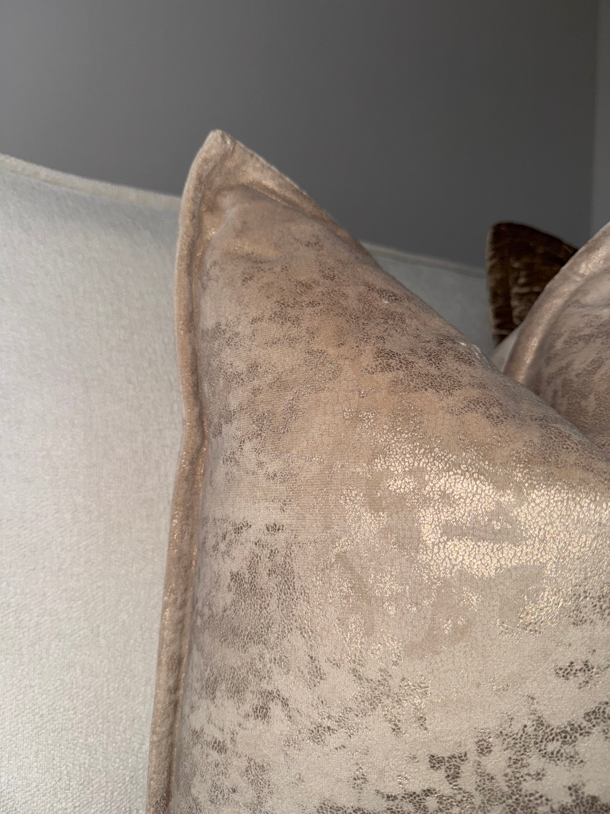 Gold Metallic Cushion-45x45cm-Neutral Home Decor-Luxury Soft Furnishings-Velvet & Vigor 