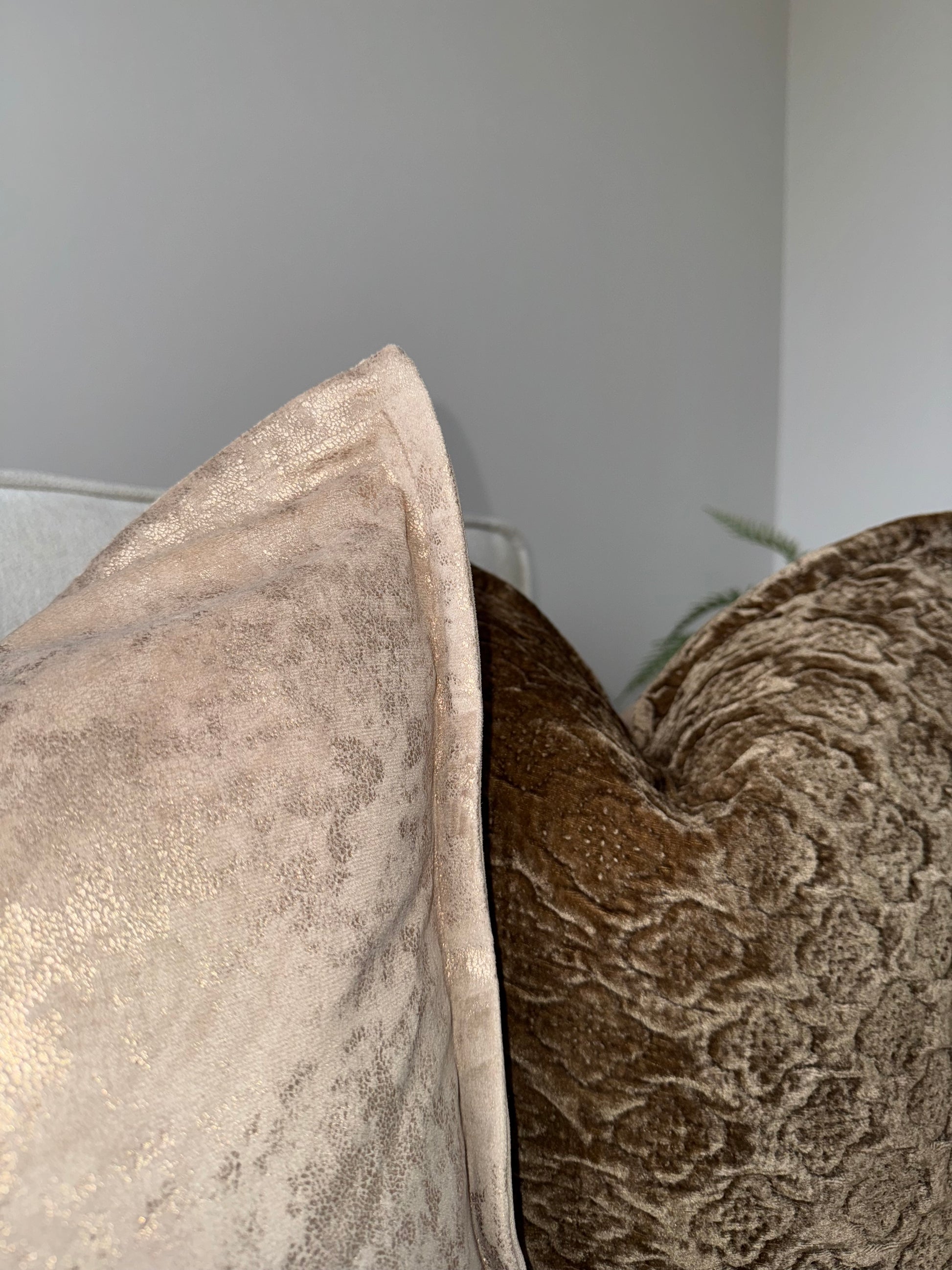 Gold Metallic Cushion-45x45cm-Neutral Home Decor-Luxury Soft Furnishings-Velvet & Vigor 