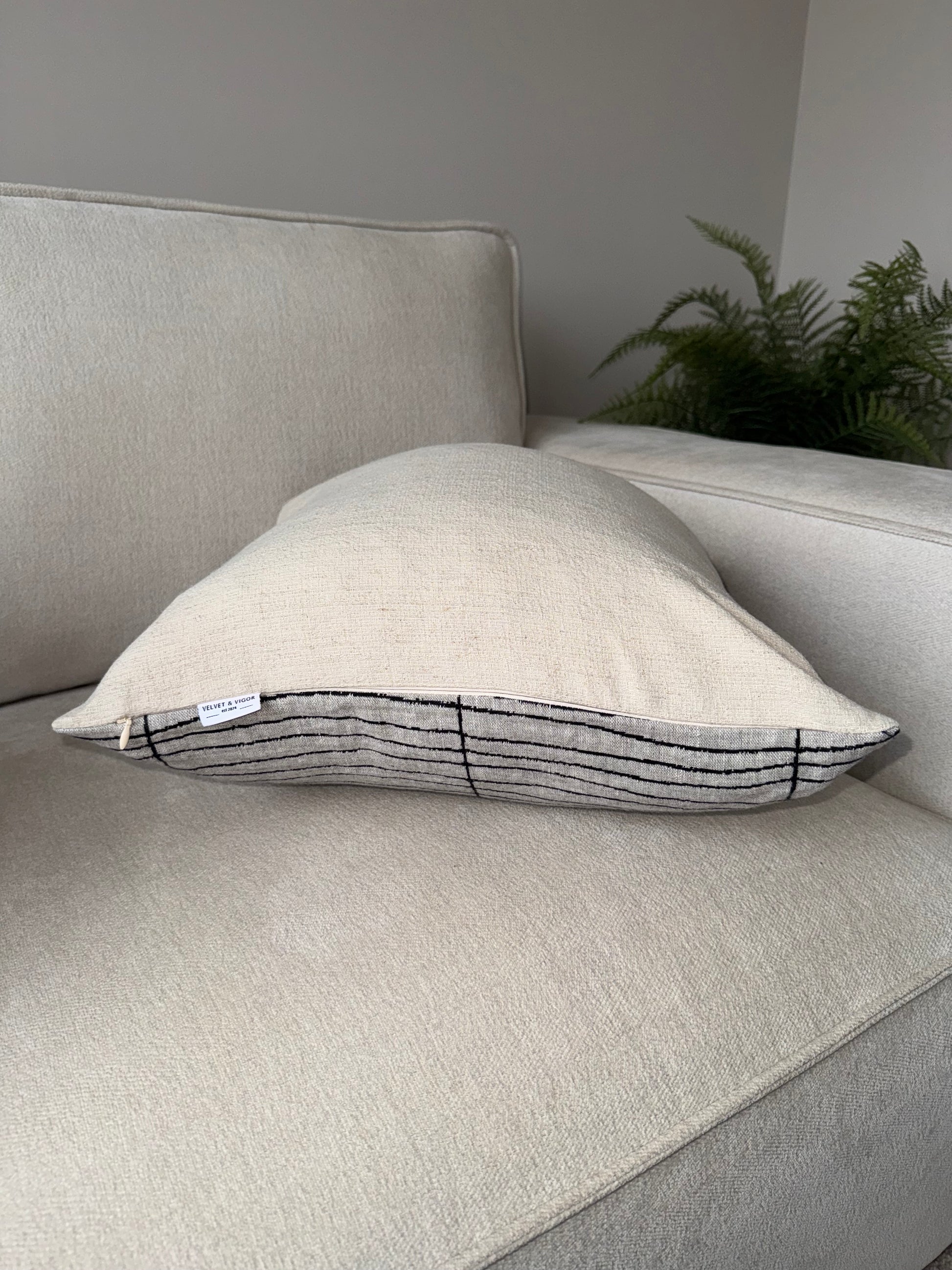 Striped Cushion-Luxury Soft Furnishings-Luxury Home Decor-Black;Grey;Cream-45x45cm-Velvet & Vigor