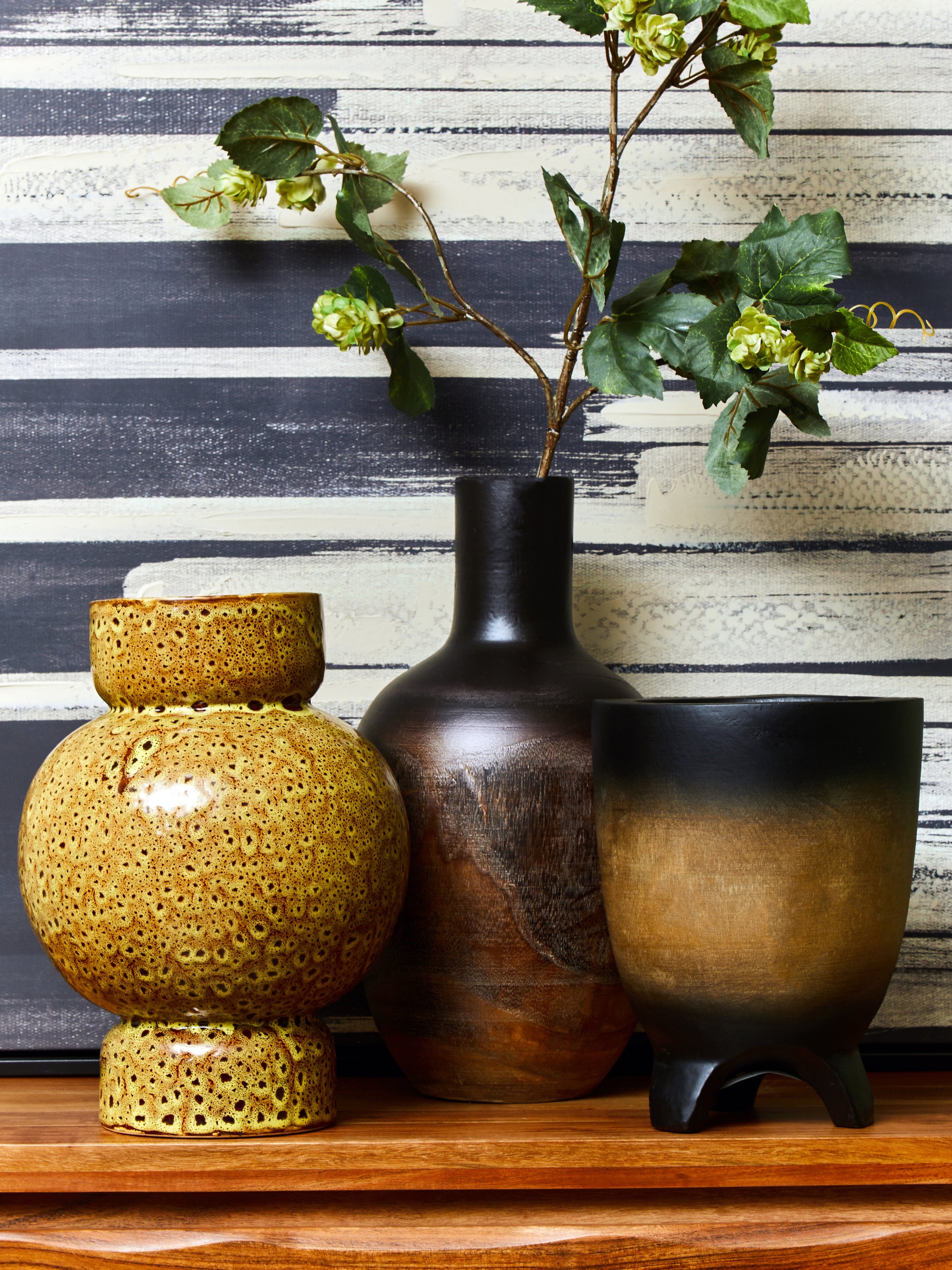 Velvet & Vigor Ceramic Vase-Brown;Ochre-Unique Home Decor 