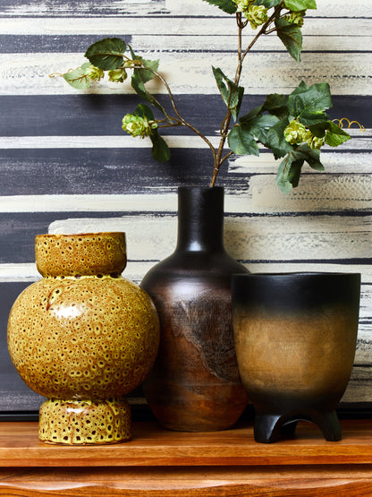 Velvet & Vigor Ceramic Vase-Brown;Ochre-Unique Home Decor 