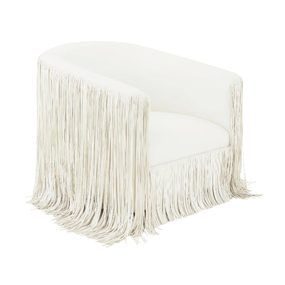 Fringed Swivel Chair-White-TOV Furniture-Velvet&Vigor