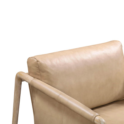 Chakka Tan Genuine Leather Accent Chair-Modern Living Interiors-Velvet&Vigor