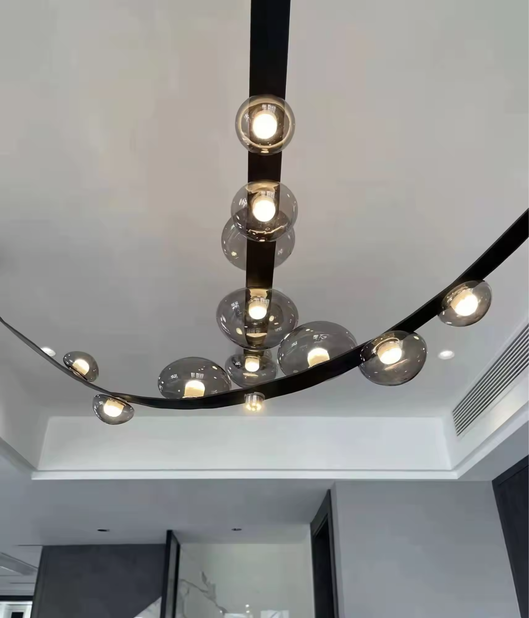 Leather Belt Glass LED Ceiling Chandelier | Minimalist Home Decor - Velvet&Vigor 