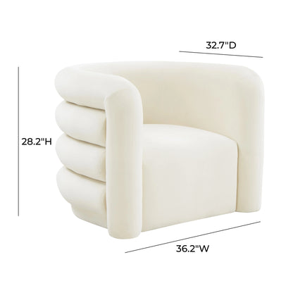 Curves Velvet Lounge Chair-White;Black-Accent Chairs-Velvet&Vigor