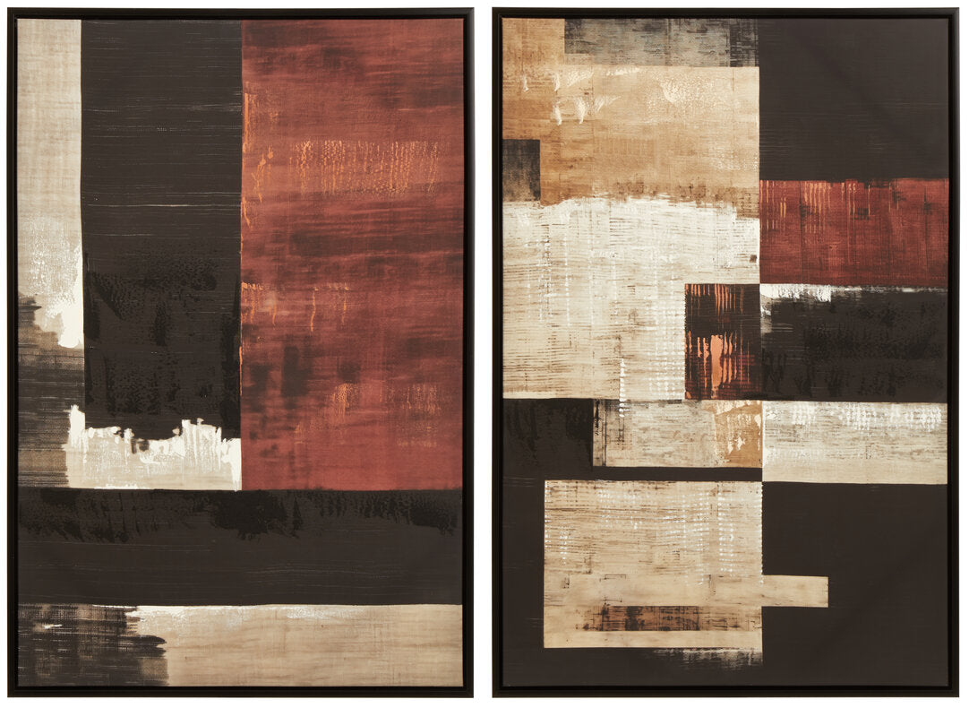 Abstract Wall Art-Framed Canvas Set of 2-92X62CM-Earth Tones-Modern Home Decor-Velvet & Vigor 
