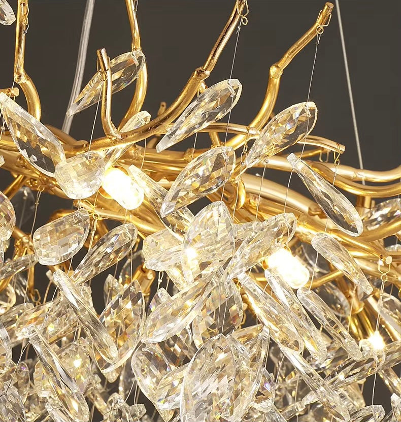 Luxury Gold Crystal LED Chandeliers | Living/Dining Room Lighting - Velvet&Vigor 