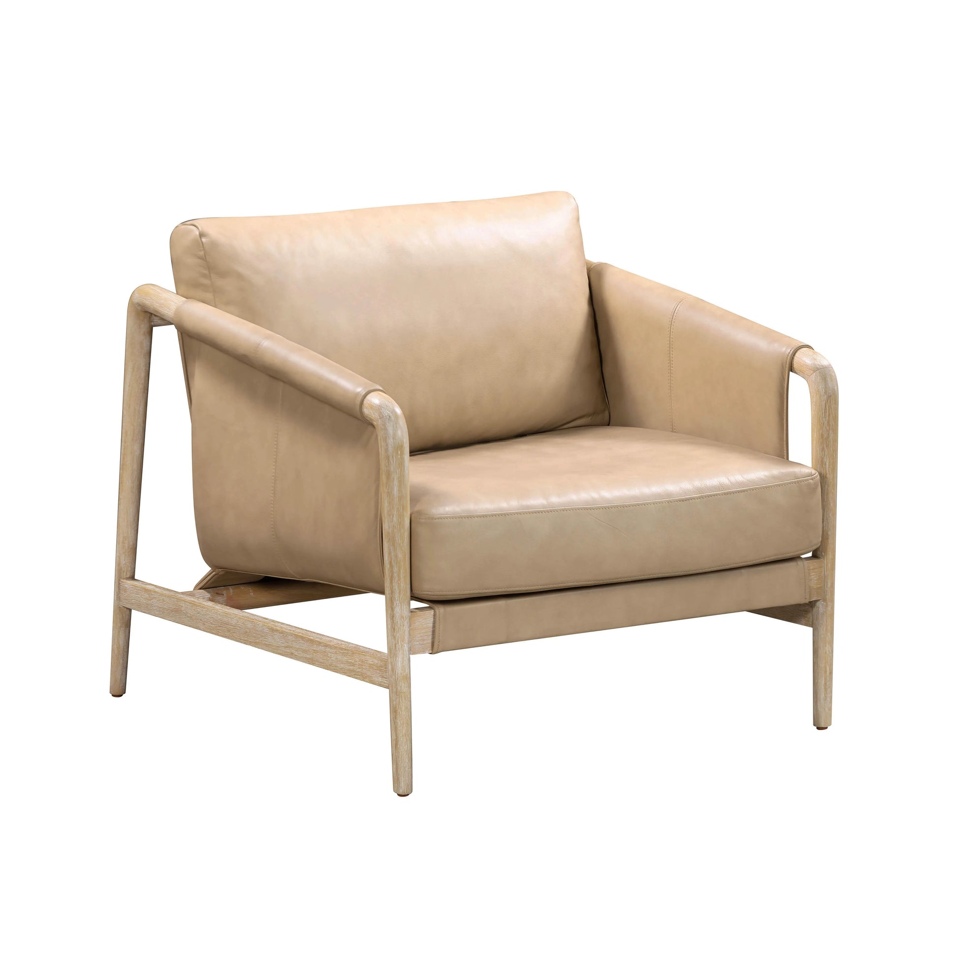 Chakka Tan Genuine Leather Accent Chair-Modern Living Interiors-Velvet&Vigor