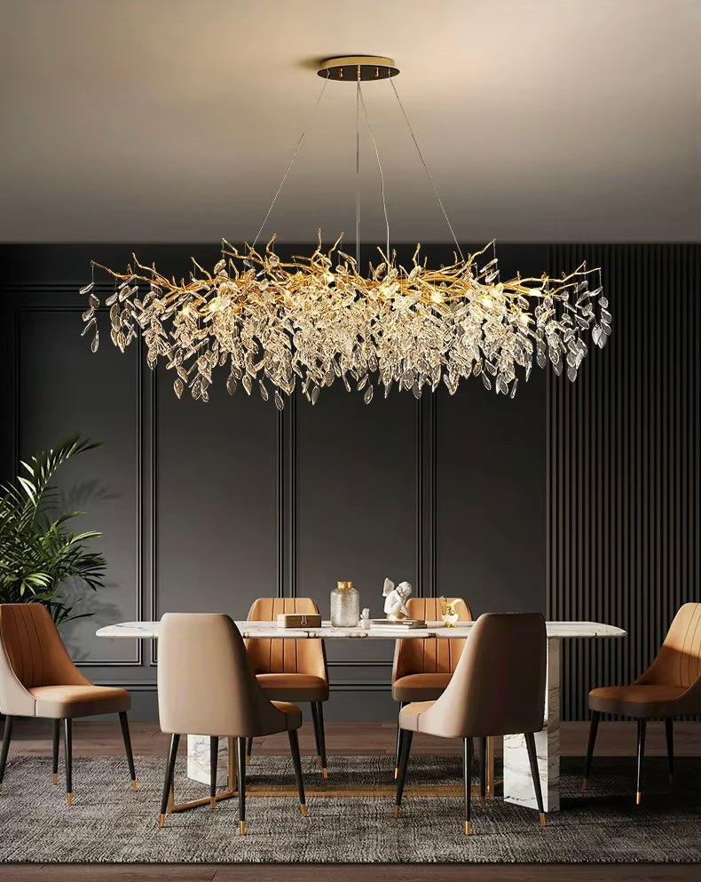 Luxury Gold Crystal LED Chandeliers | Living/Dining Room Lighting - Velvet&Vigor 