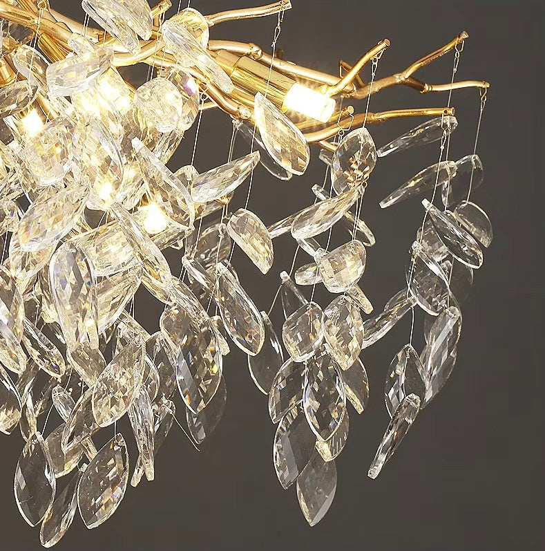 Luxury Gold Crystal LED Chandeliers | Living/Dining Room Lighting - Velvet&Vigor 