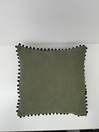 Green Pompom Cushion Cover 45x45cm- Velvet&Vigor 