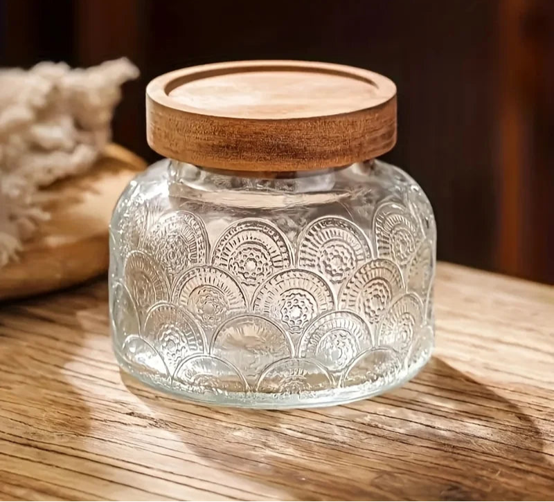 Glass jar with wooden lid-Kitchen Storage-Unique Kitchenware-Velvet & Vigor 