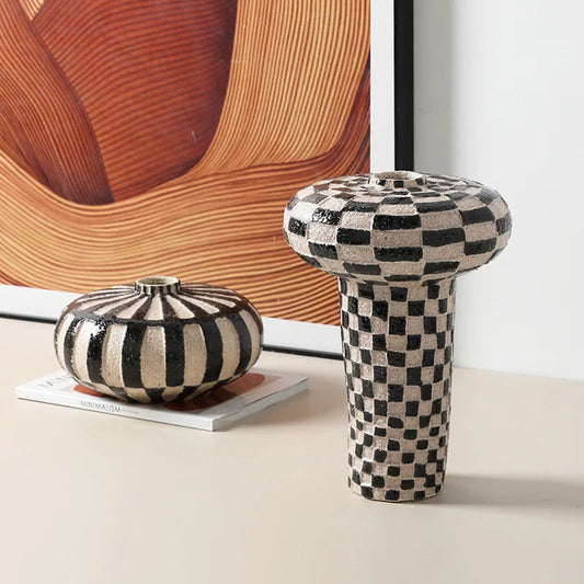 Alice Handmade Vase-Black, White-Modern Interiors-Decorative Accessories-Velvet&Vigor