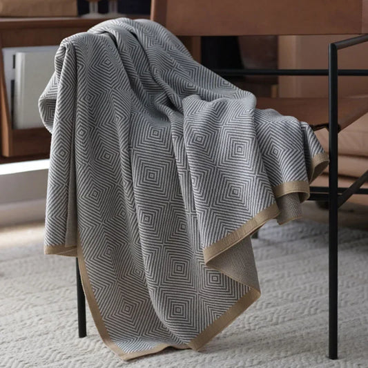 Nora Nordic Knitted Throw-Geometric Print-Blankets & Throws-Velvet&Vigor 