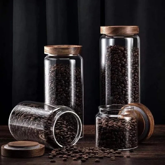 Glass Jars with Wooden Lids-Kitchen Storage-Unique Kitchenware-Velvet & Vigor 