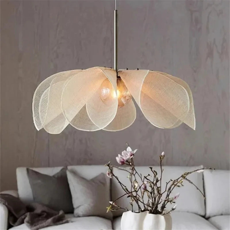 French Fabric Nordic Flower Light | Unique Pendant Design - Velvet&Vigor 