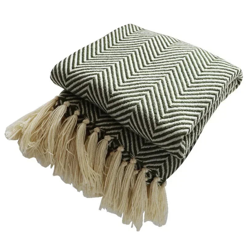 Tara Tassel Knitted Throw-Blankets & Throws-Soft Furnishings-Velvet&Vigor