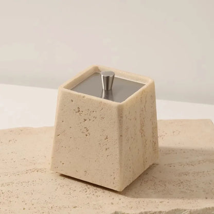 Marble Storage Box-Gold Lid-Modern Bathroom Storage-Velvet & Vigor 