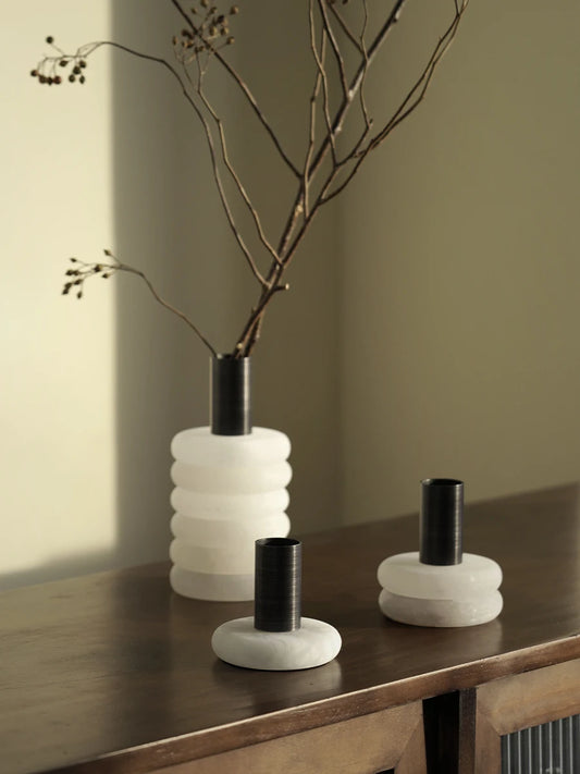 Onyx White Marble Vase-Modern Interiors-Home Accessories-Velvet&Vigor