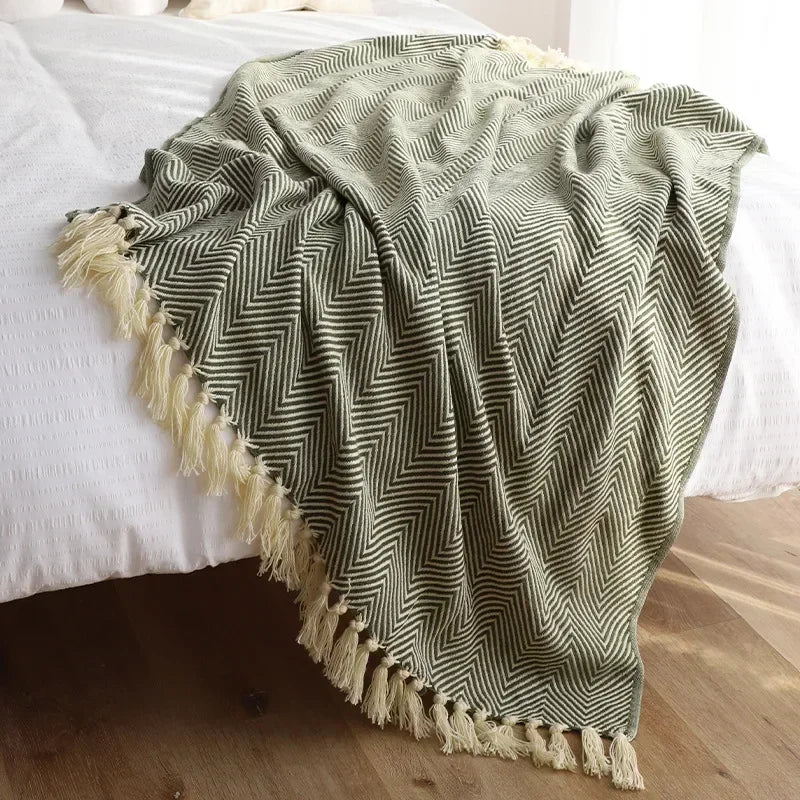 Tara Tassel Knitted Throw-Blankets & Throws-Soft Furnishings-Velvet&Vigor