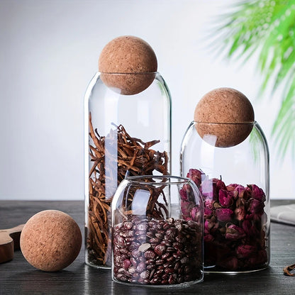 Glass Storage Jars Cork Lids-3pcs set-Unique Kitchen Storage-Velvet & Vigor 