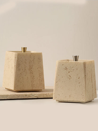 Marble Storage Box-Gold Lid-Modern Bathroom Storage-Velvet & Vigor 
