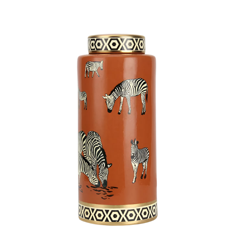 Zayda Decorative Jar-Geometric Print-Home Accessories-Velvet&Vigor