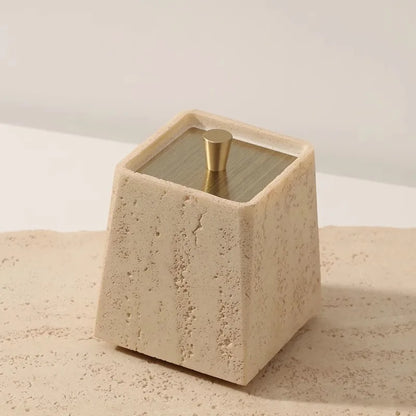Marble Storage Box-Gold Lid-Modern Bathroom Storage-Velvet & Vigor 