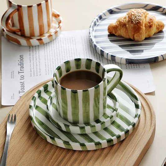 Striped Coffee Cup 280ml-Kitchen accessories-Tableware-Velvet&Vigor