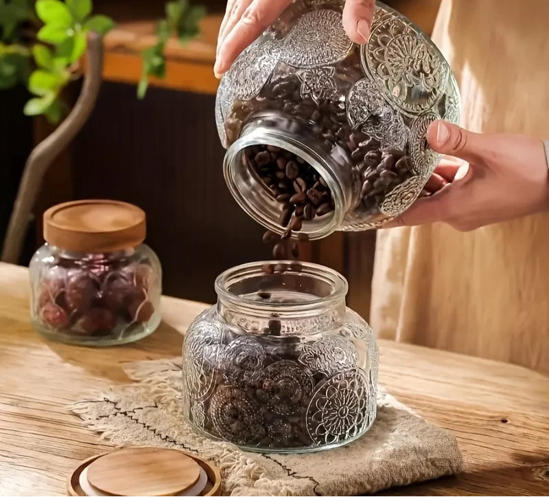 Glass jar with wooden lid-Kitchen Storage-Unique Kitchenware-Velvet & Vigor 