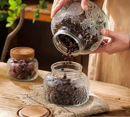 Glass jar with wooden lid-Kitchen Storage-Unique Kitchenware-Velvet & Vigor 