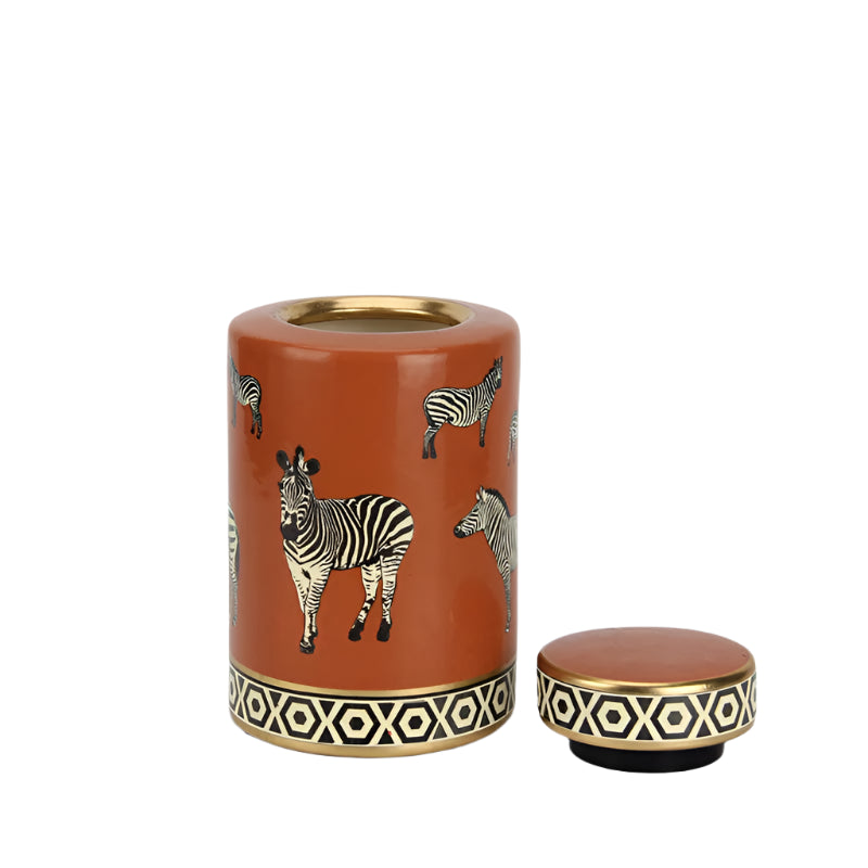 Zayda Decorative Jar-Geometric Print-Home Accessories-Velvet&Vigor