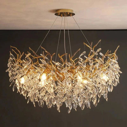 Luxury Gold Crystal LED Chandeliers | Living/Dining Room Lighting - Velvet&Vigor 