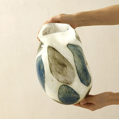 Velvet & Vigor Art Deco Vase-Unique Home Decor-Media Wall Accessories-Cream;Green;Blue 