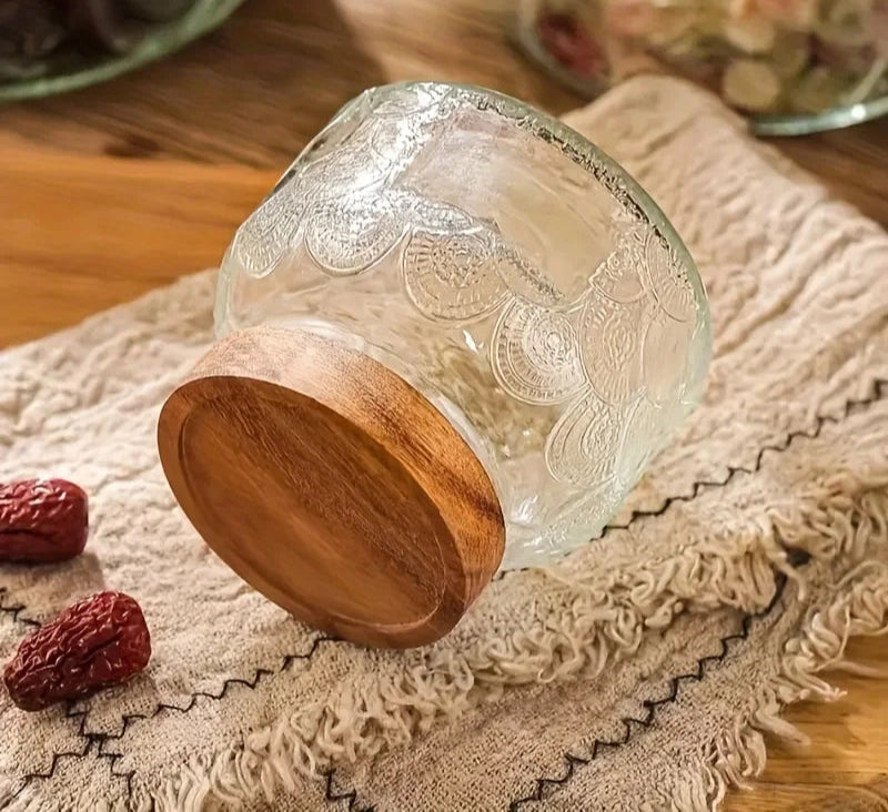 Glass jar with wooden lid-Kitchen Storage-Unique Kitchenware-Velvet & Vigor 