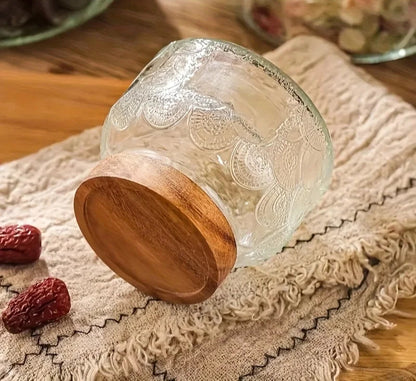 Glass jar with wooden lid-Kitchen Storage-Unique Kitchenware-Velvet & Vigor 