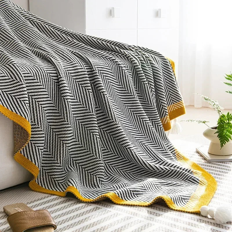 Bobby Geometric Knitted Blanket;throws-Modern Home Accessories-Soft Furnishings-Velvet&Vigor