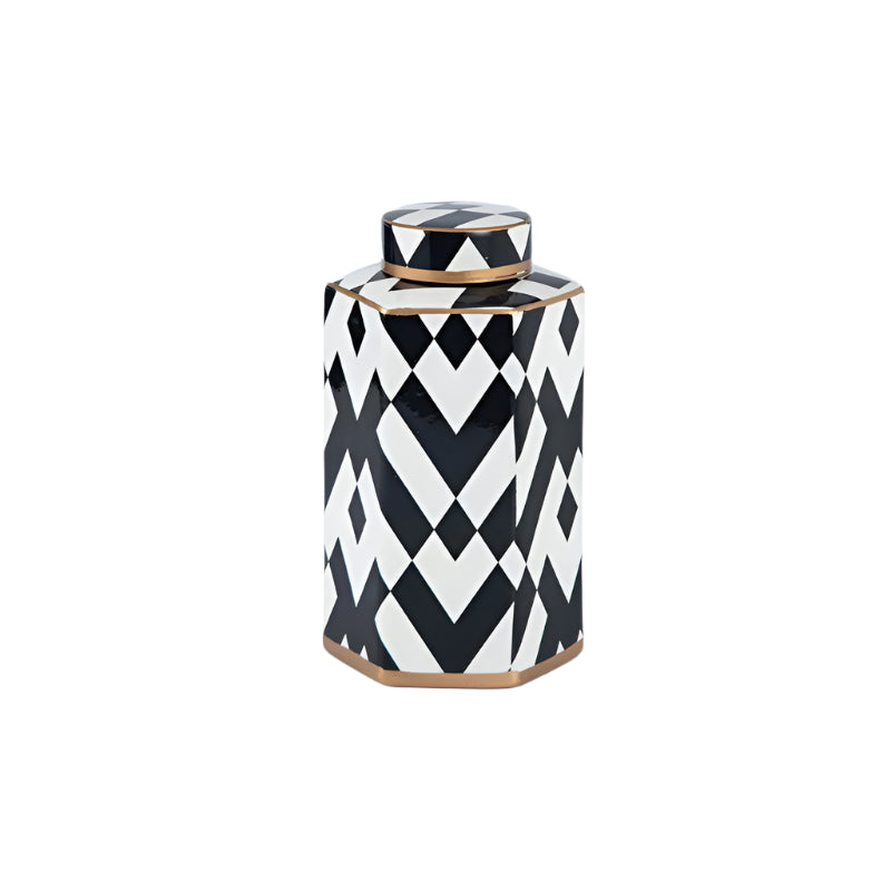 Victoria Decorative Ginger Jar-Geometric Print-Home Accessories-Velvet&vigor