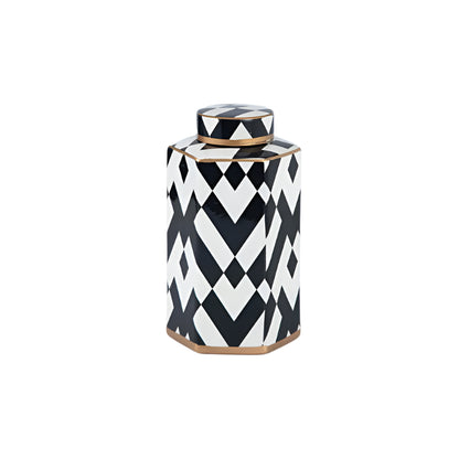 Victoria Decorative Ginger Jar-Geometric Print-Home Accessories-Velvet&vigor