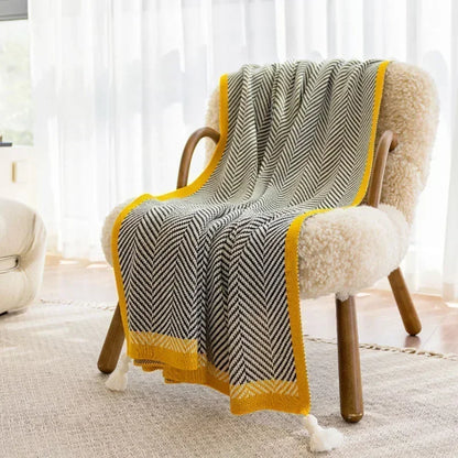 Bobby Geometric Knitted Blanket;throws-Modern Home Accessories-Soft Furnishings-Velvet&Vigor