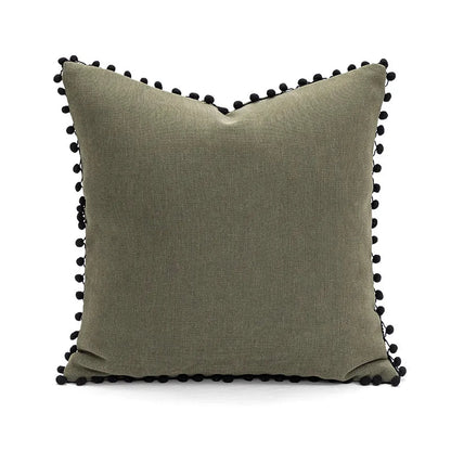 Green Pompom Cushion Cover 45x45cm- Velvet&Vigor 