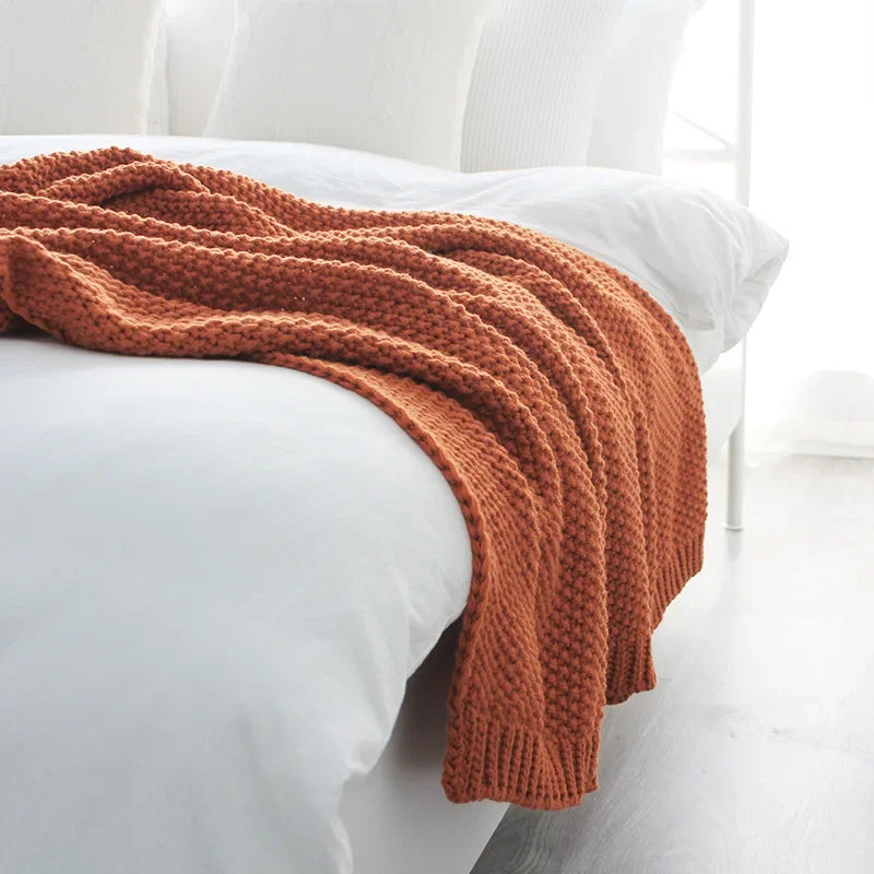 Charly Chunky Knit Blanket-Rust;Cream;Brown-Home Accessories-Velvet&Vigor