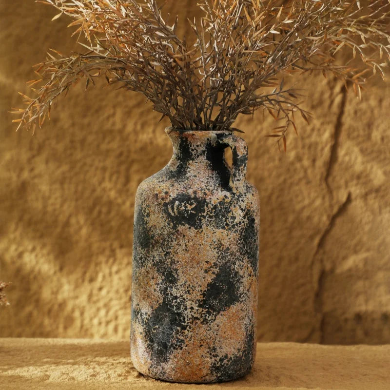 Patterned Handmade Ceramic Vase | Rustic Charm Home Decoration 25.8CM - Velvet&Vigor 