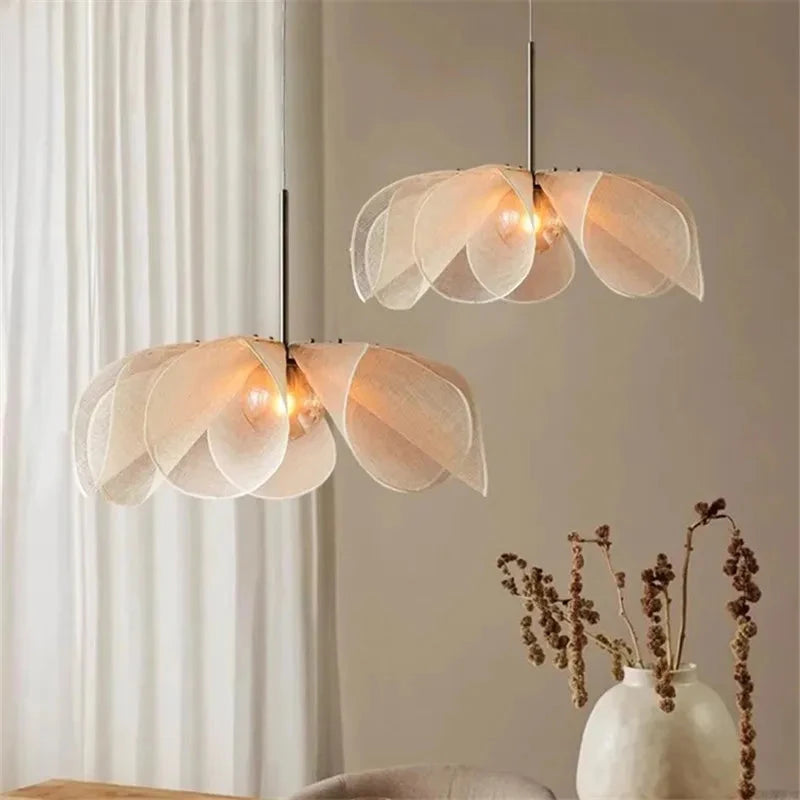 French Fabric Nordic Flower Light | Unique Pendant Design - Velvet&Vigor 