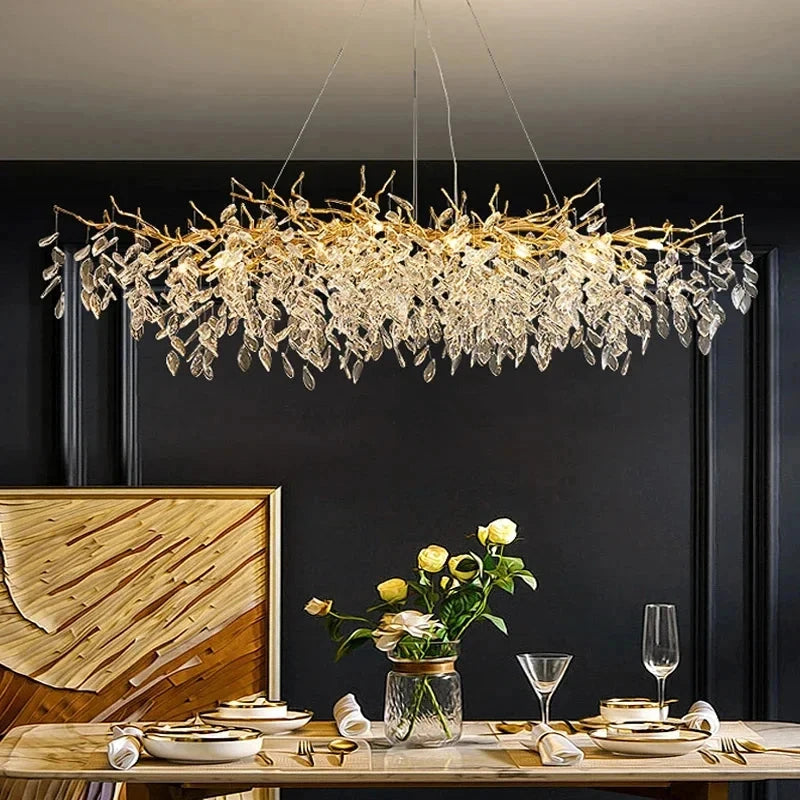 Luxury Gold Crystal LED Chandeliers | Living/Dining Room Lighting - Velvet&Vigor 