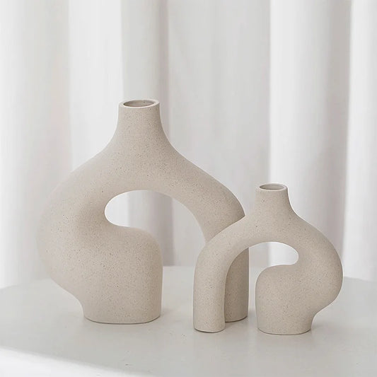 Nelly Duo Irregular Vase-Scandi Inspired Interior-Neutral Home Decor-Velvet&Vigor