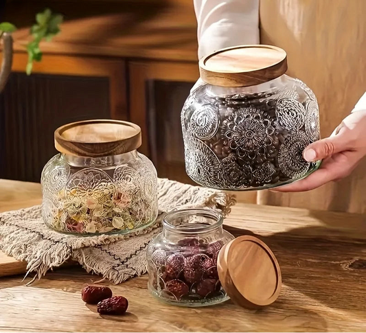 3pcs Set Glass Storage Jars-Kithen Storage-Unique Kitchenware-Velvet & Vigor 
