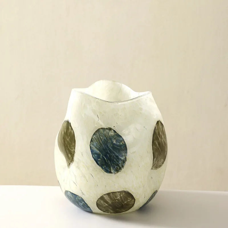 Velvet & Vigor Art Deco Vase-Unique Home Decor-Media Wall Accessories-Cream;Green;Blue 